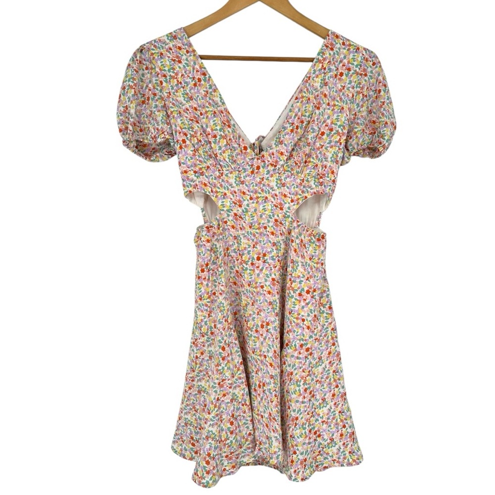 Shareen Collections Floral Print Side Cutout Mini Dress size AU 12/US 8 Spring